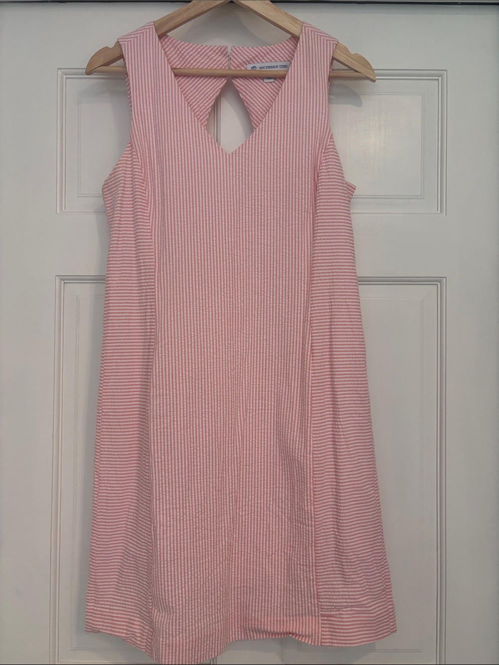 Southern Tide Pink and White Sleeveless Striped A-Line Dress